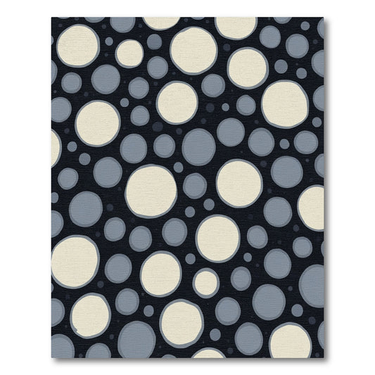 Dark Blue Cream Scatter Dot Round Rug