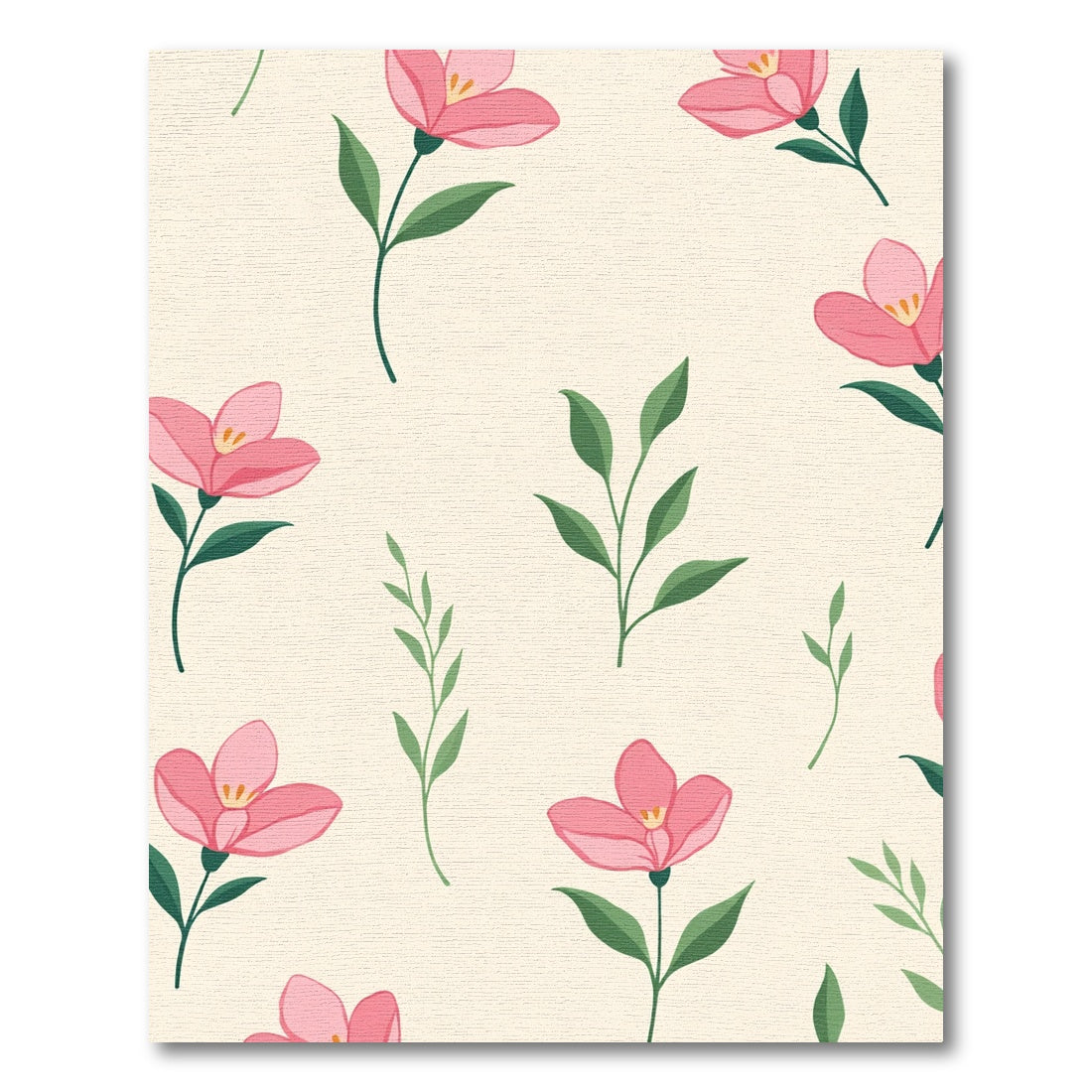 Pink Flower Branches Cream Background Rug