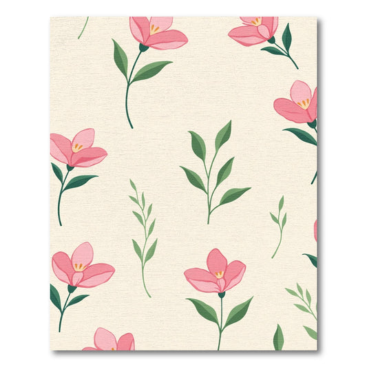 Pink Flower Branches Cream Background Rug