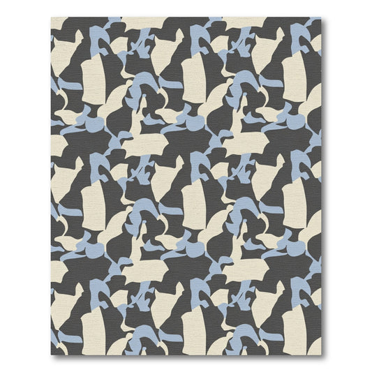 Abstract Slate Sky Cream Camouflage Rug