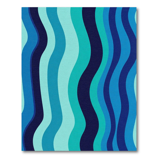 Ocean Blue Wave Stripe Rug