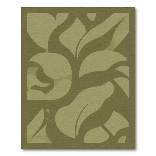 Olive Green Abstract Botanical Swirl Rug