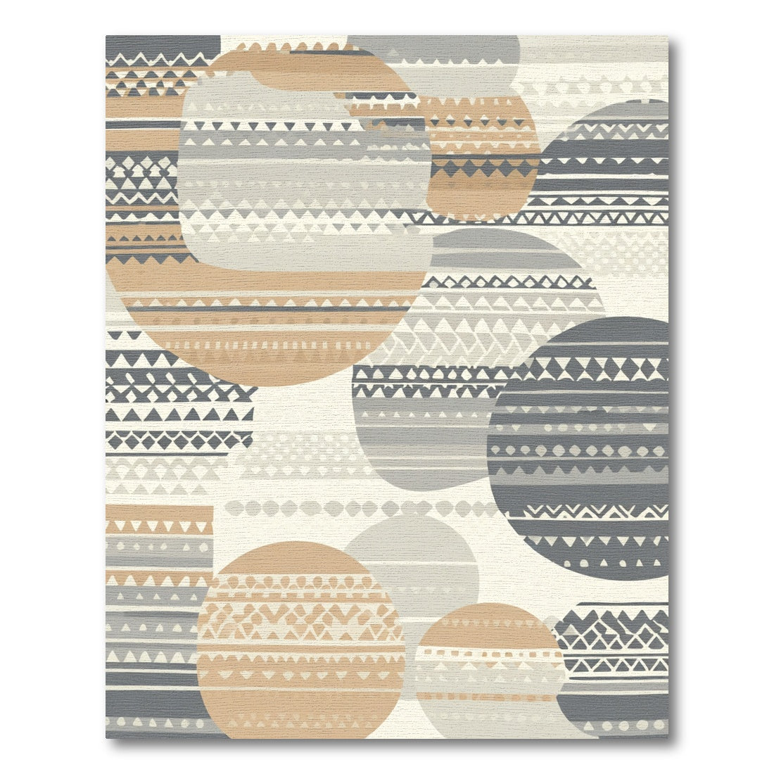 Neutral Boho Circles Geometric Rug
