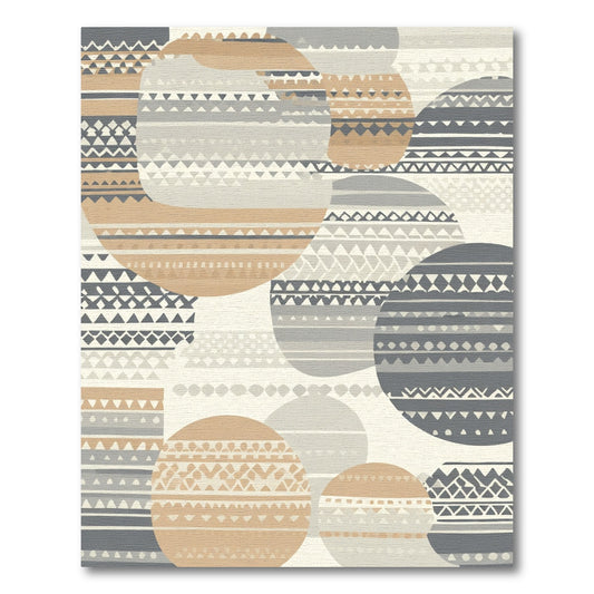 Neutral Boho Circles Geometric Rug