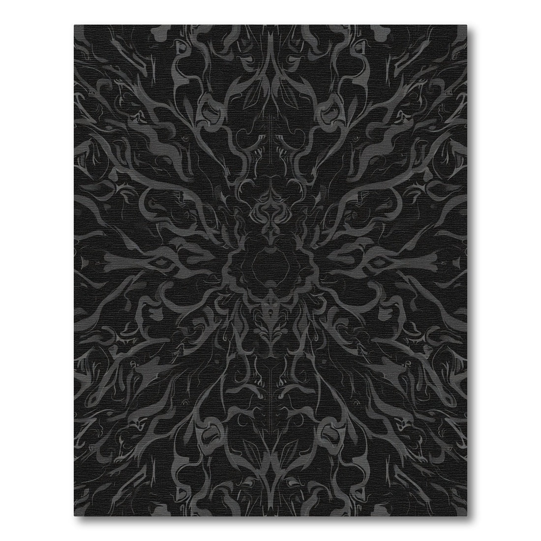 Dark Gray Abstract Floral Mandala Rug