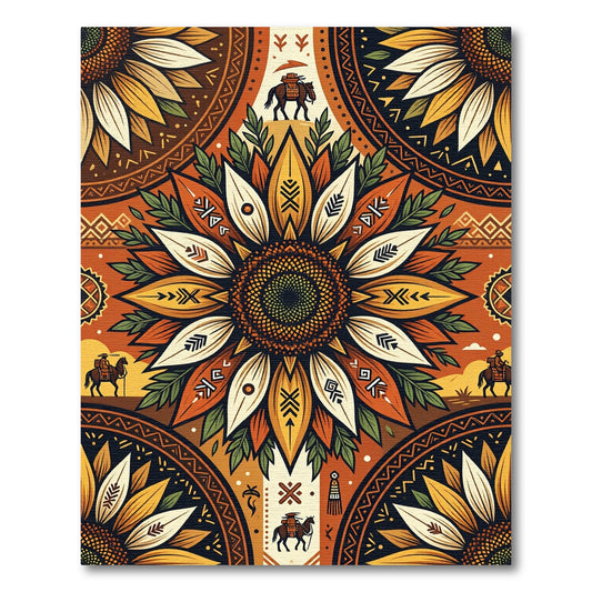 Sunflower Western Equine Earthy Floral Tapestry Rug