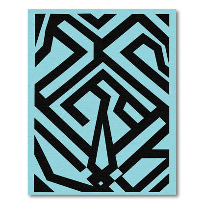 Black Geometric Lines Light Blue Rug