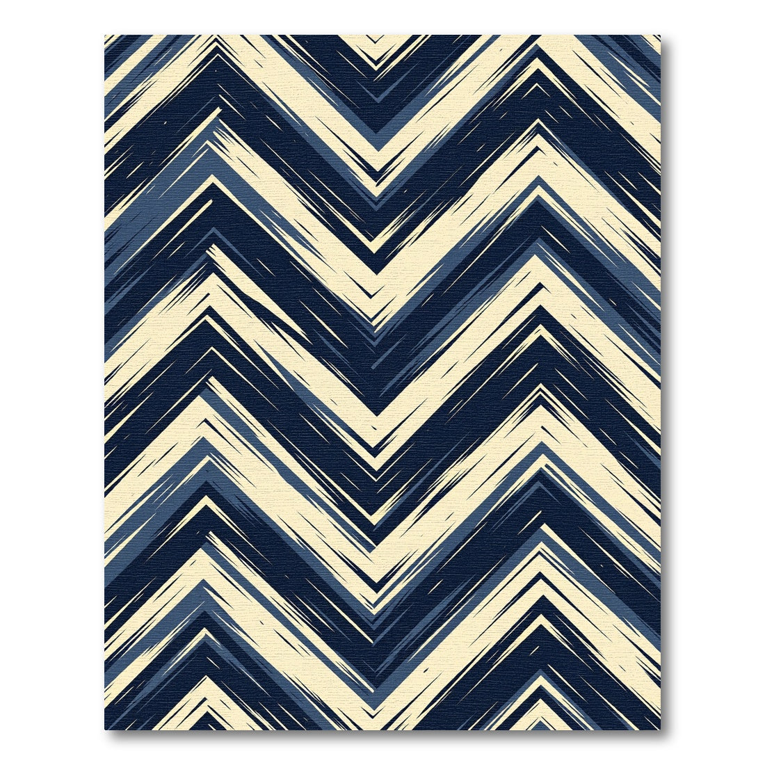 Navy Cream Jagged Chevron Rug