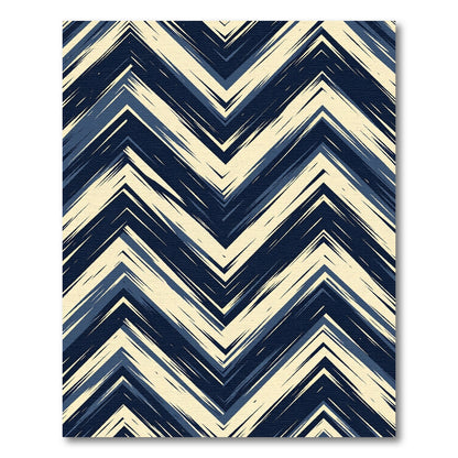 Navy Cream Jagged Chevron Rug