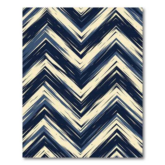 Navy Cream Jagged Chevron Rug