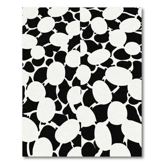 Abstract Black White Organic Forms Rug