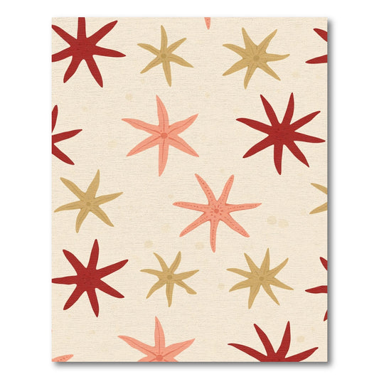 Coral And Gold Starfish Pattern Rug