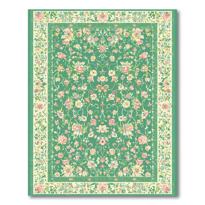 Emerald Meadow Blossom Tapestry Rug