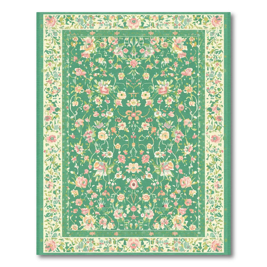 Emerald Meadow Blossom Tapestry Rug