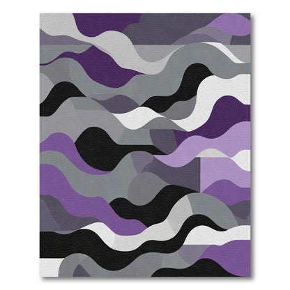 Abstract Purple Gray Wave Landscape Rug