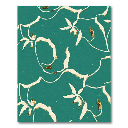 Teal Blossom Vine Abstract Rug