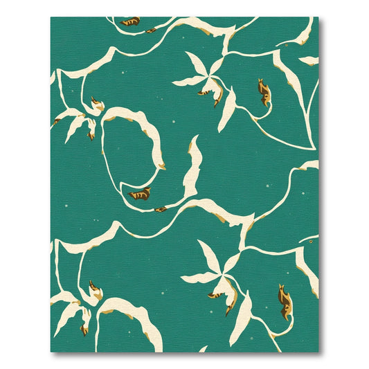 Teal Blossom Vine Abstract Rug