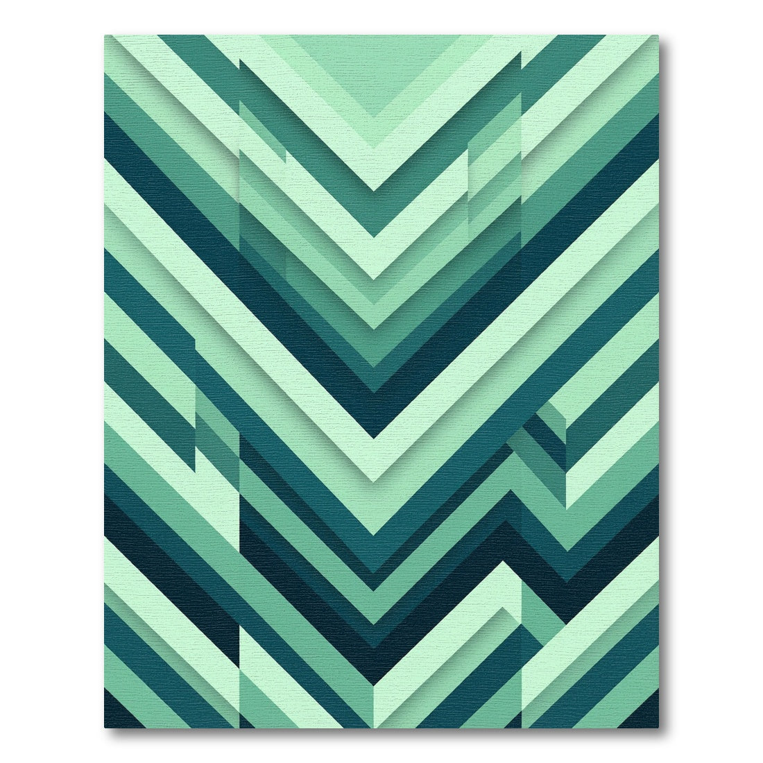 Teal Chevron Layered Geometric Rug