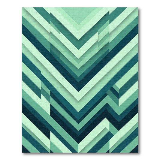 Teal Chevron Layered Geometric Rug