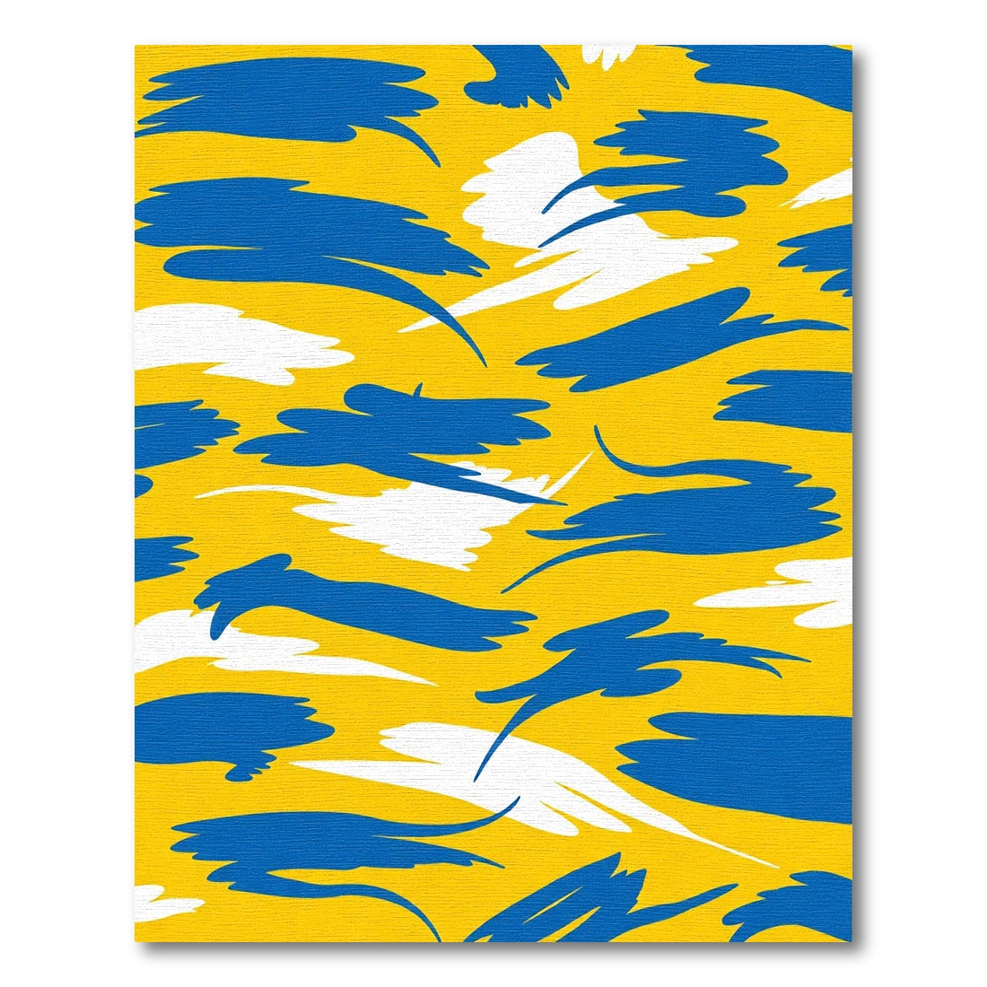 Vibrant Yellow Blue White Brushstrokes Rug