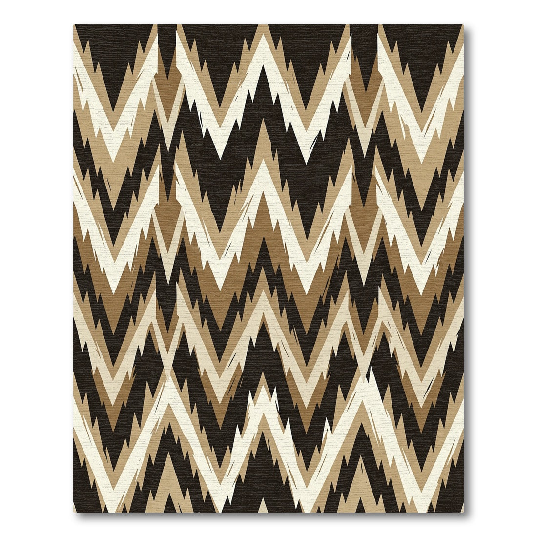 Earthy Tan Jagged Chevron Line Art Rug