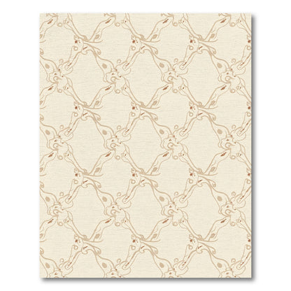 Cream Beige Lattice Swirl Rug