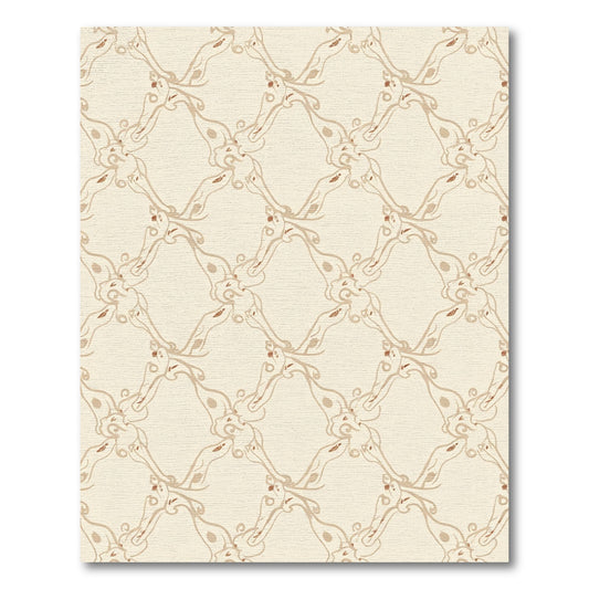 Cream Beige Lattice Swirl Rug