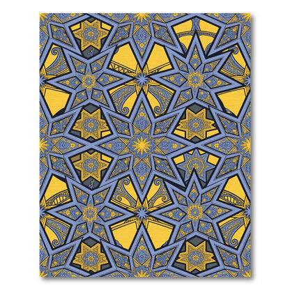Golden Star Geometric Indigo Ornamental Rug