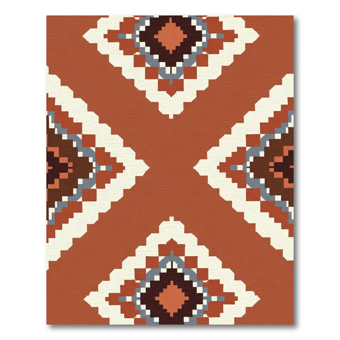 Terracotta Diamond Tribal Medallion Rug