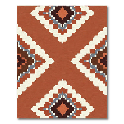 Terracotta Diamond Tribal Medallion Rug