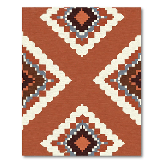 Terracotta Diamond Tribal Medallion Rug