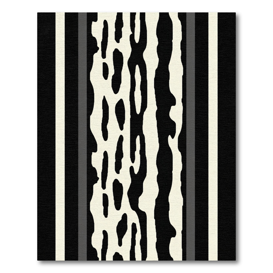 Abstract Black Ivory Organic Stripe Rug