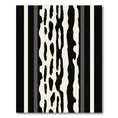 Abstract Black Ivory Organic Stripe Rug