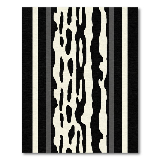 Abstract Black Ivory Organic Stripe Rug