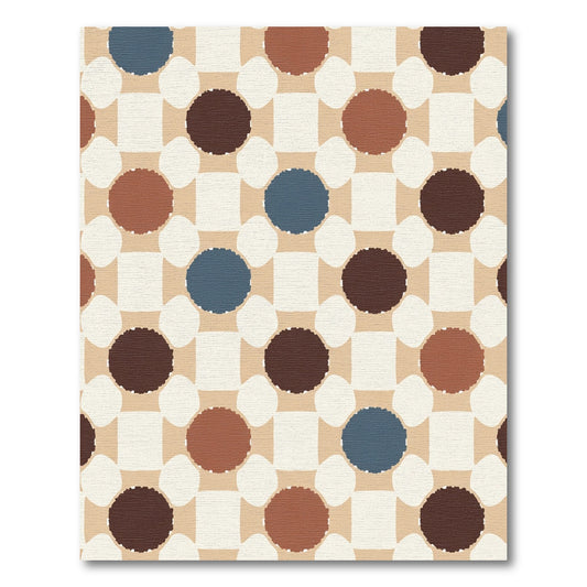 Earthy Tone Circles Squares Composition Rug