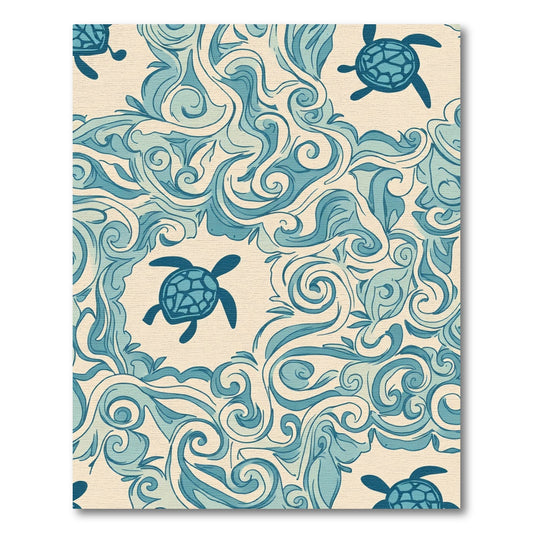 Oceanic Swirl Turtle Motif Rug