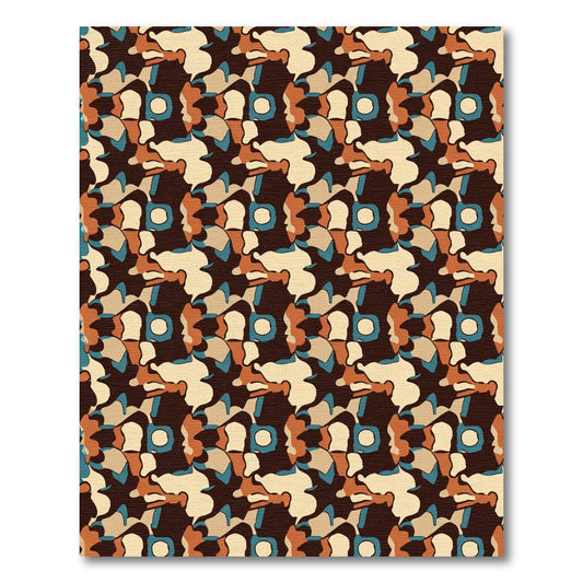 Abstract Camouflage Ochre Blue Rug