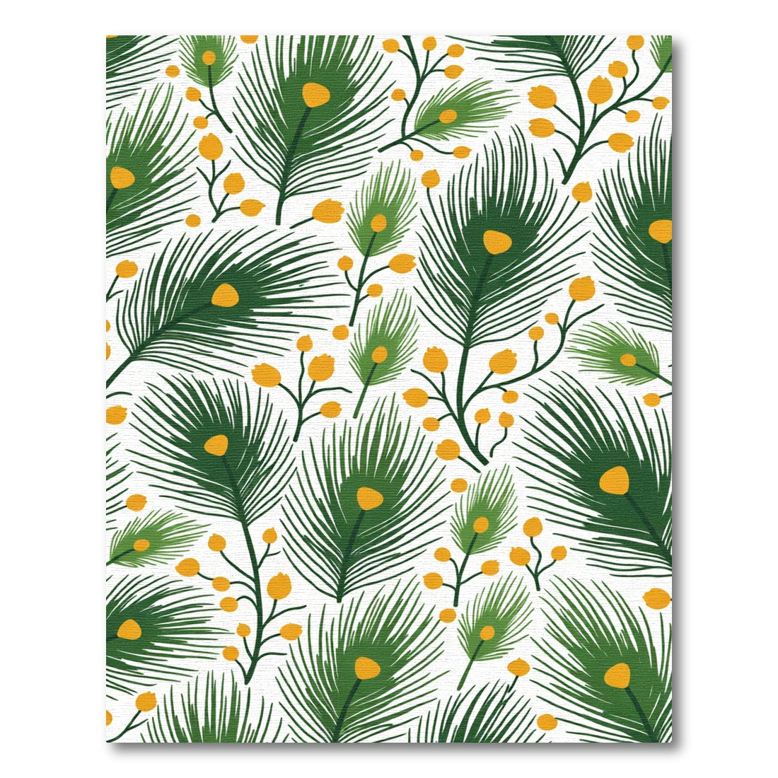 Green Peacock Feather Berry Pattern Rug