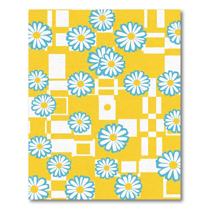 Daisy Squares Yellow Blue Rug