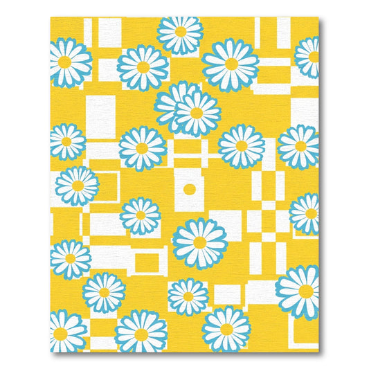 Daisy Squares Yellow Blue Rug
