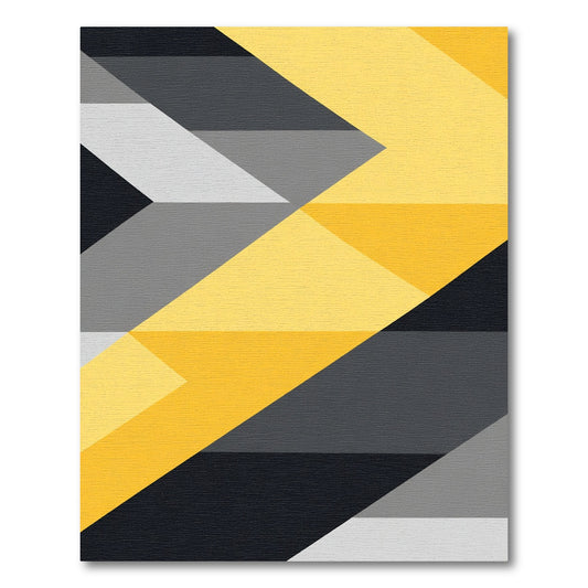 Bold Yellow Gray Geometric Arrow Rug