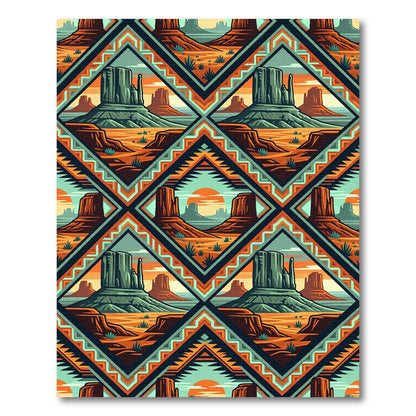 Southwestern Mesa Landscape Diamond Rug