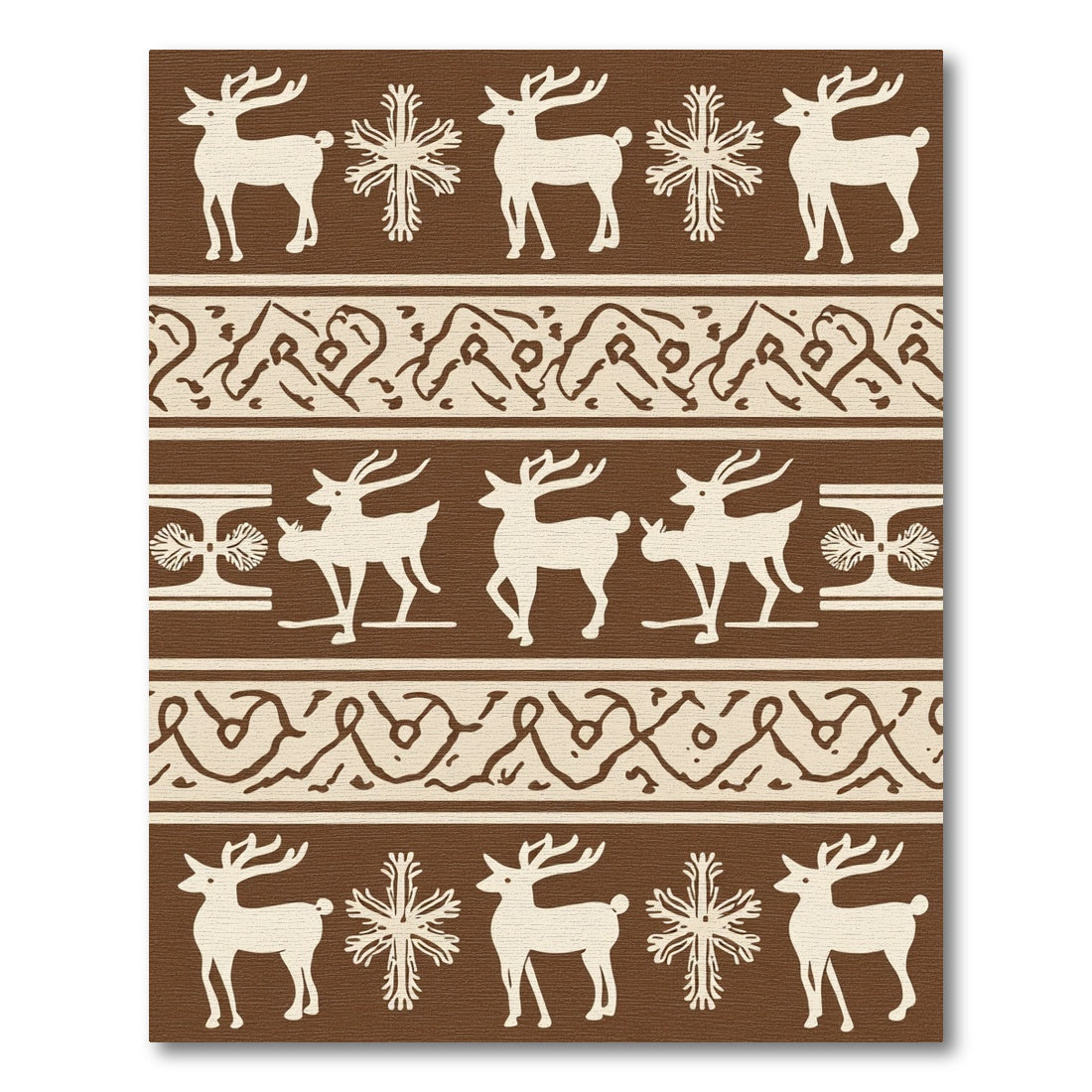 Neutral Reindeer Snowflake Geometric Stripes Rug