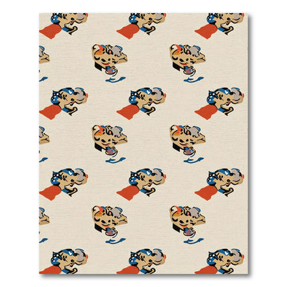 Whimsical Red Blue Leopard Face Rug