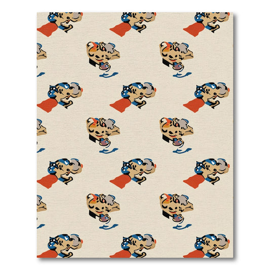 Whimsical Red Blue Leopard Face Rug