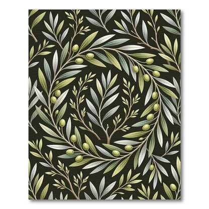 Ornate Olive Branch Wreath Botanical Rug