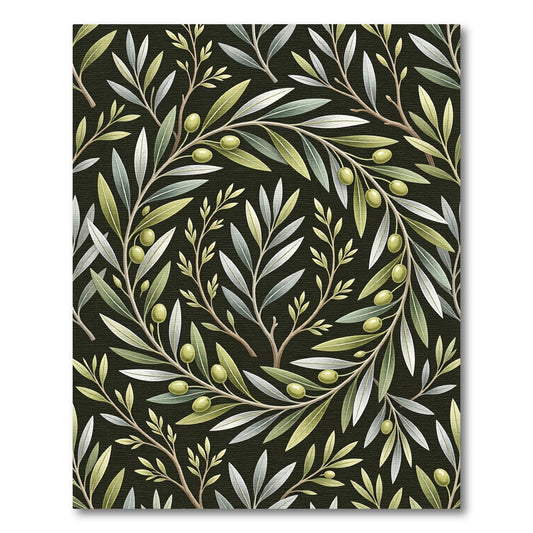 Ornate Olive Branch Wreath Botanical Rug