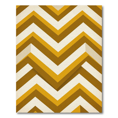Golden Mustard Geometric Chevron Zigzag Rug