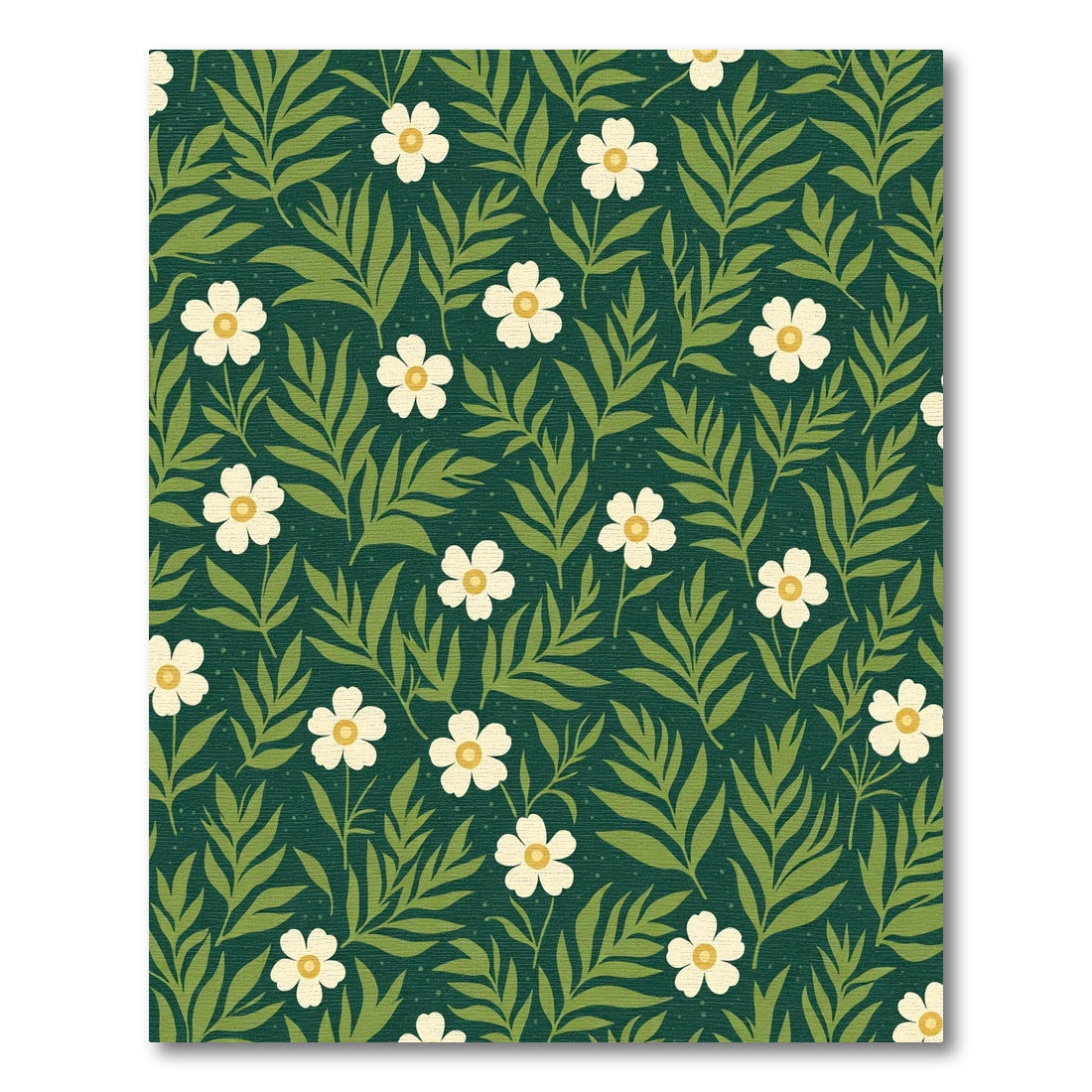 Green White Floral Botanical Garden Rug