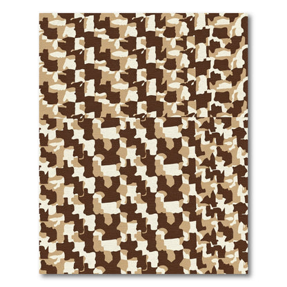 Brown Beige Camouflage Blocks Rug